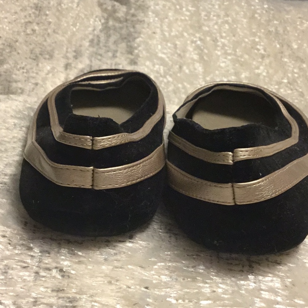 Capelli of New York Black and Gold Flats with Striped Design - Picture 3 of 4